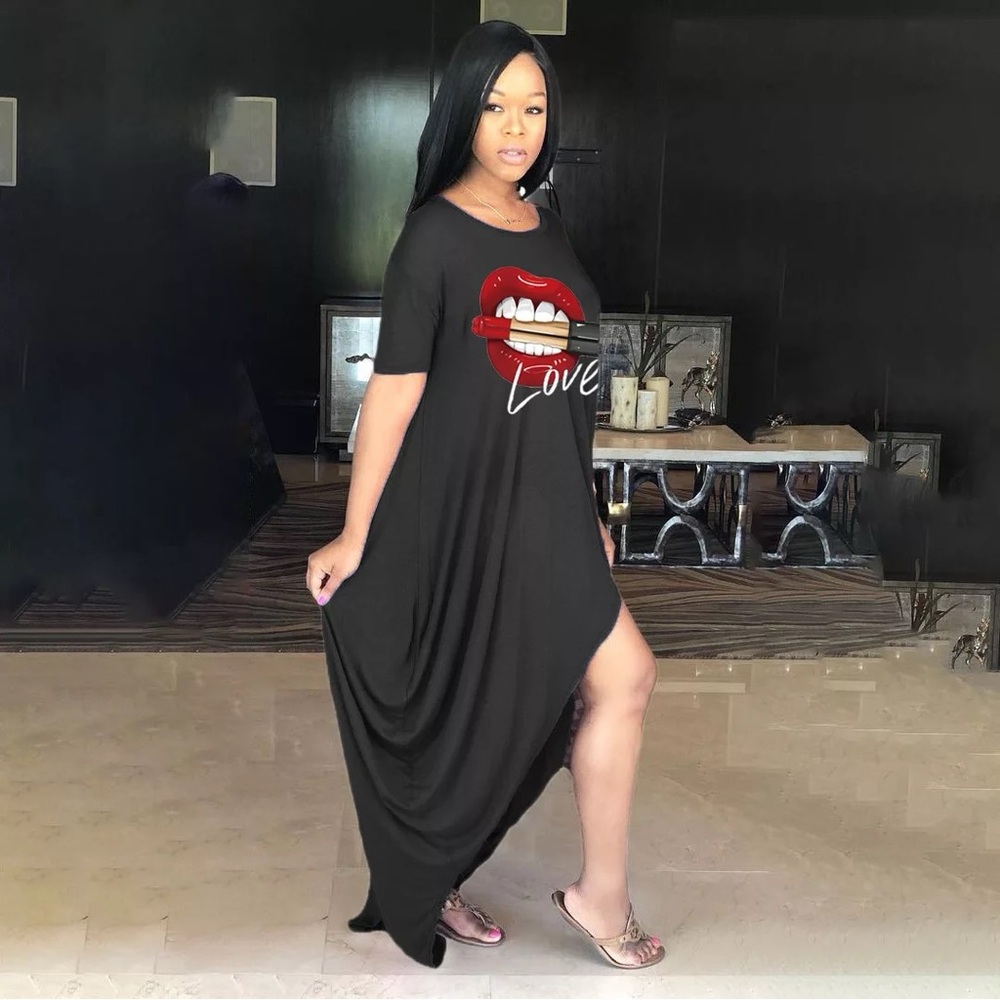 Black Graphic Maxi Dress